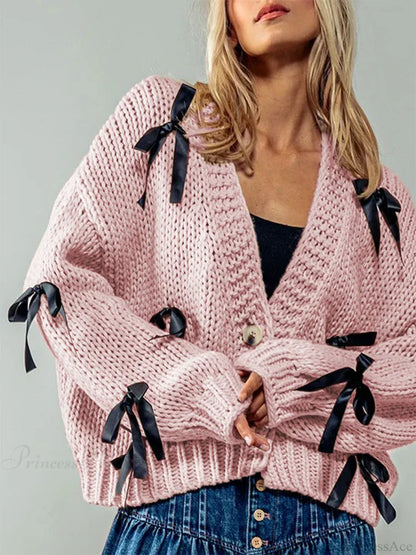 Sequined V-neck Knit Cardigan