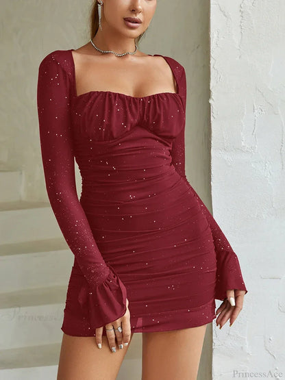 Sequins Backless Mini Party Dress