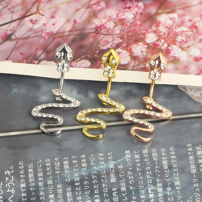 Serpent Crystal Bloom Dark Belly Ring