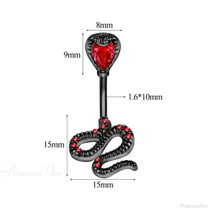 Serpent Crystal Bloom Dark Belly Ring