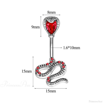 Serpent Crystal Bloom Dark Belly Ring