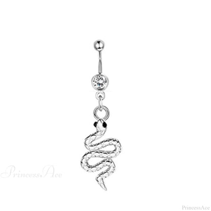 Serpent Crystal Bloom Dark Belly Ring