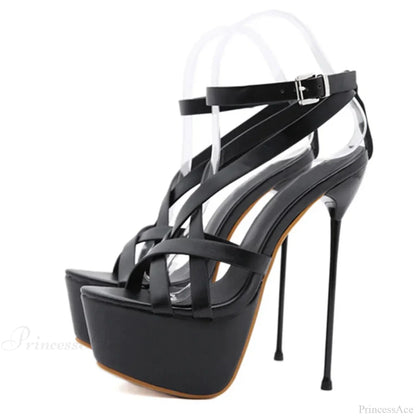 Sexy 17CM Platform Buckle Open-Toe Thin Stripper Pole-Dance Sandals High Heel