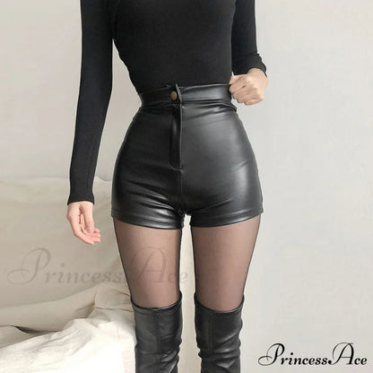 Sexy Black PU Fashion Casual Shorts