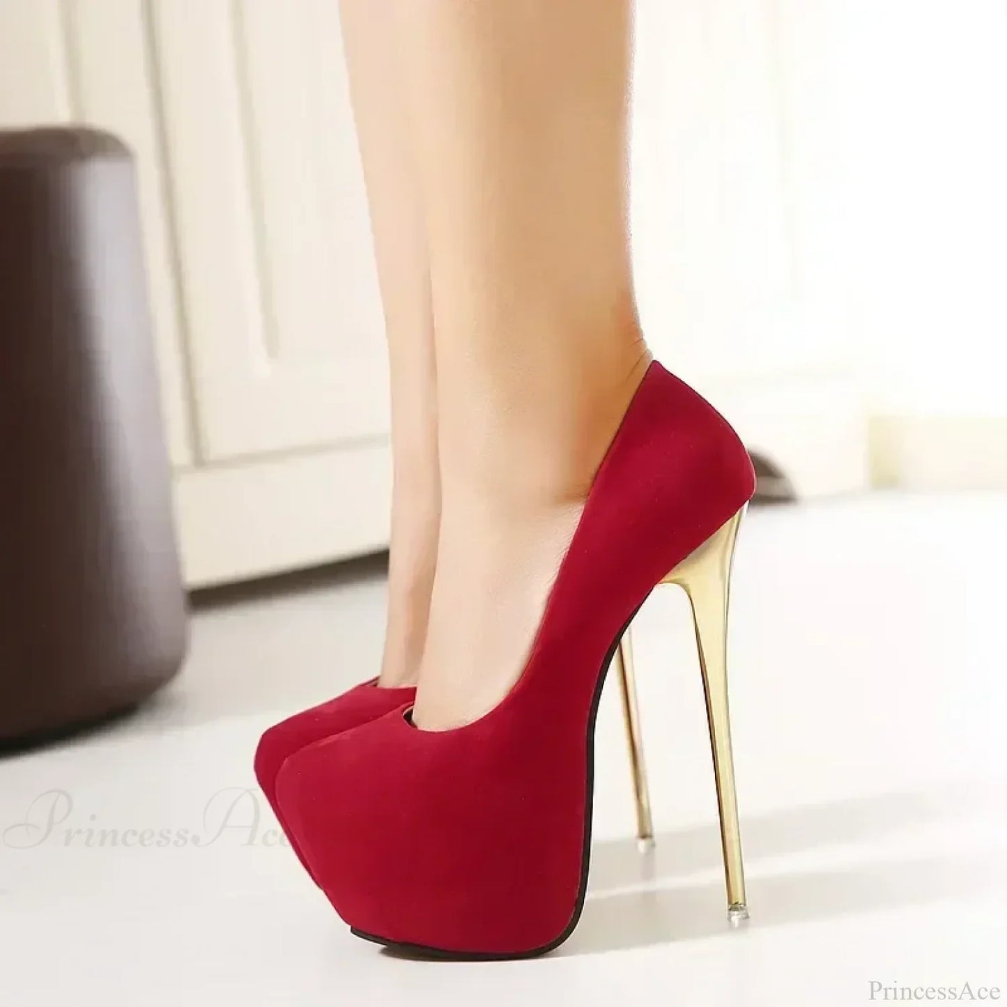 Sexy Club Suede Black High Heels 16cm Stiletto Waterproof Stripper Flock Pumps Ladies Shoes Plus Size High Heel