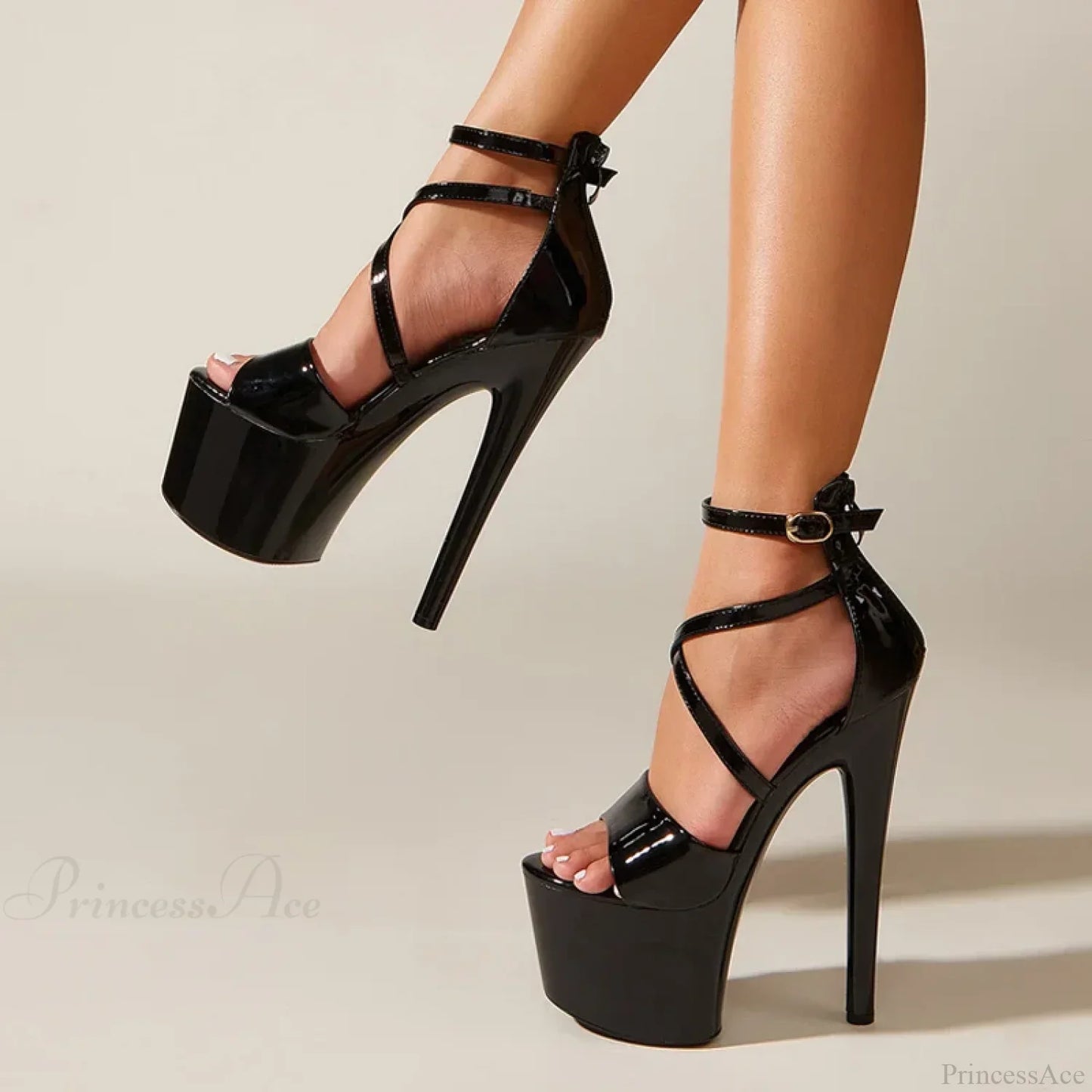 Sexy Extreme High-Heels Platform Pole-Dance Stripper Sandals Open-Toe Buckle-Strap Zipper Summer High Heel