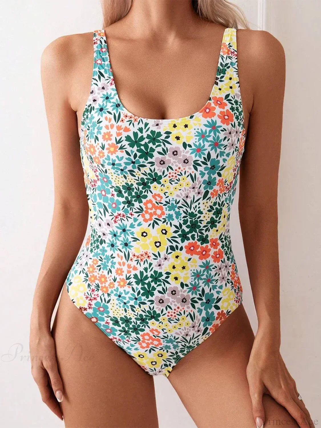 Conjunto sexy de dos piezas con escote cuadrado y estampado floral