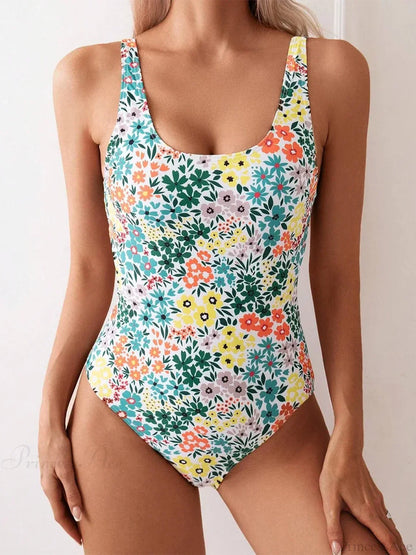 Conjunto sexy de dos piezas con escote cuadrado y estampado floral
