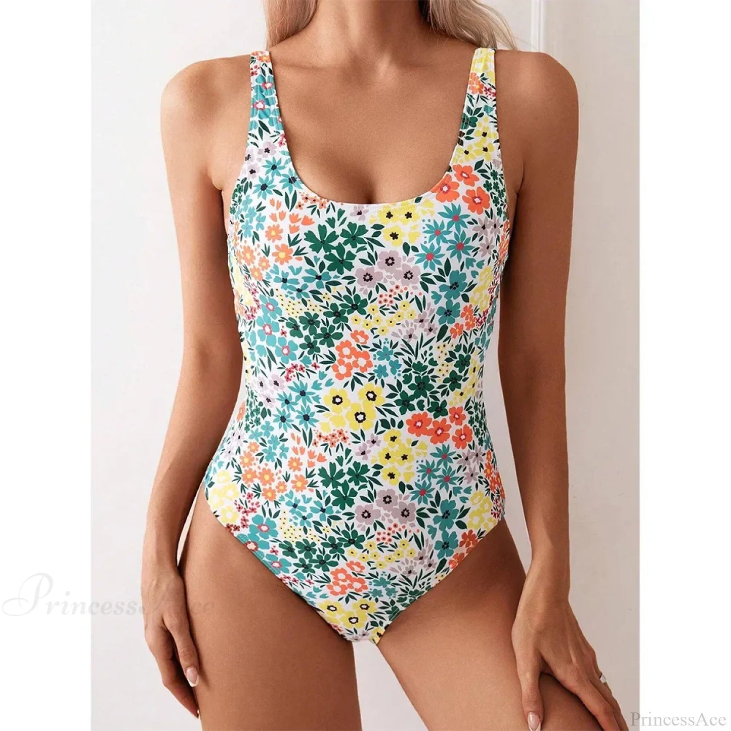 Conjunto sexy de dos piezas con escote cuadrado y estampado floral