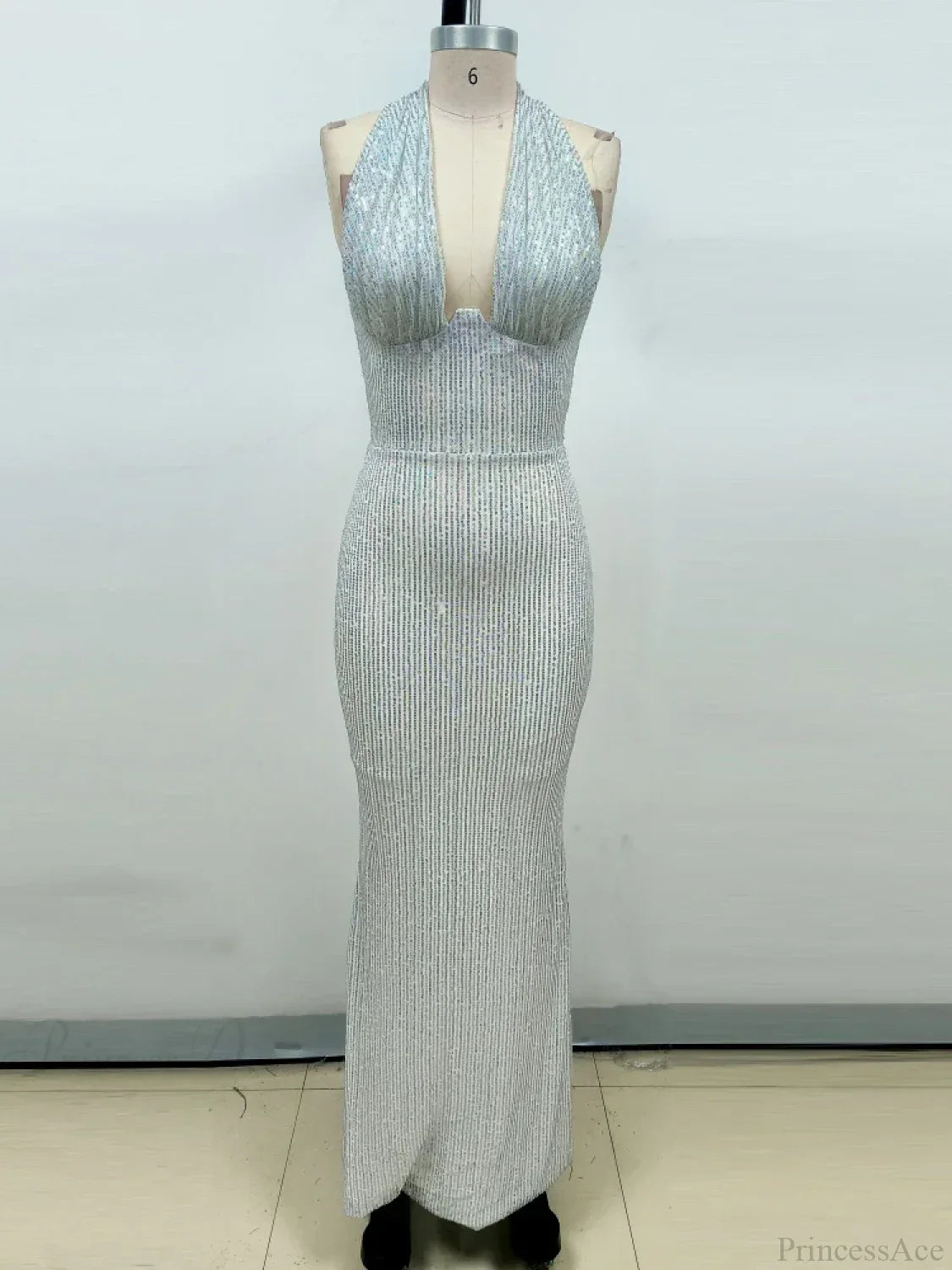 Sexy Halter Deep V Neck Sequins Green Sleeveless Backless Celebrity Christmas Party Dress