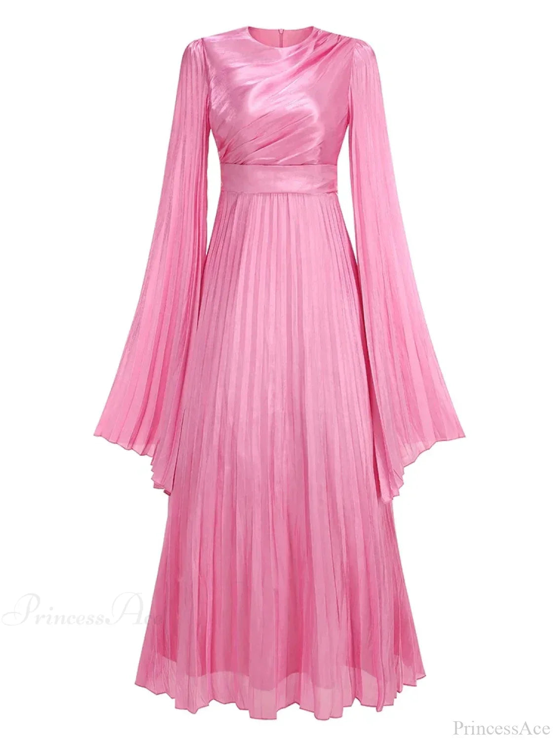 Sexy O Neck Batwing Sleeve Pleated Long Dress Women Rose Christmas Party Dress