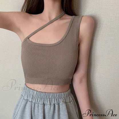 Sexy One Shoulder Sleeveless Crop Tops
