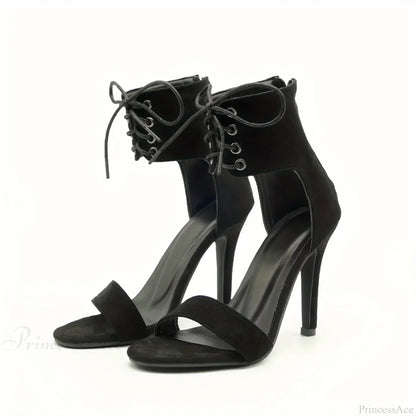 Sexy Open Toe Lace Hollow Cross Sandals Roman Side Zipper Thin High Heels Cool New Designer High Heel