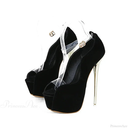 Sexy Peep Toe 6CM Platform Super Thin High Heels Sandals Suede Pvc Transparent Strap Party High Heel