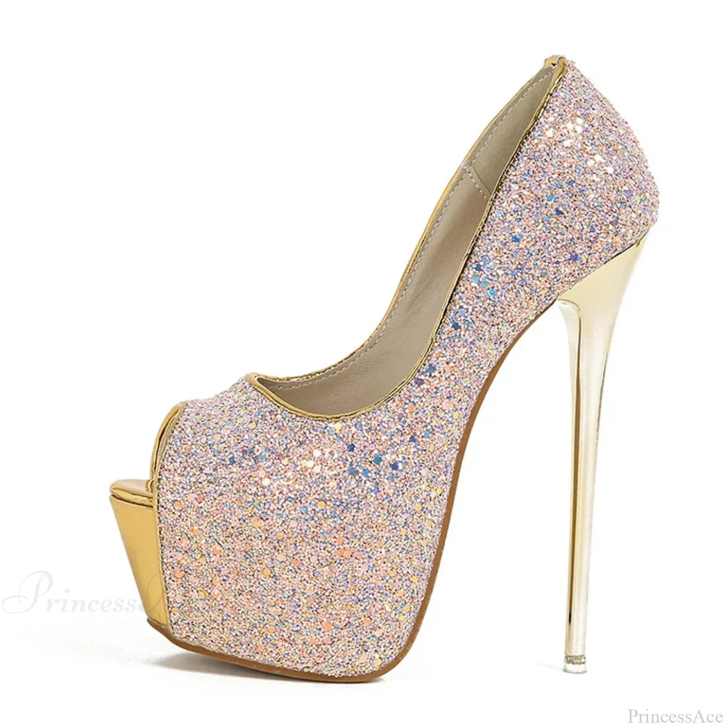 Sexy Peep-Toe Extreme High-Heels Party Nightclub Stripper Pole-Dance Sequined Cloth Platform High Heel
