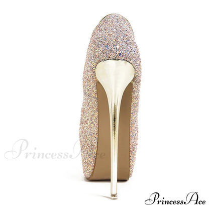 Sexy Peep Toe Extreme High Heels Party Nightclub Stripper Pole Dance Shoes Fashion Sequined Cloth Platform Pumps Women