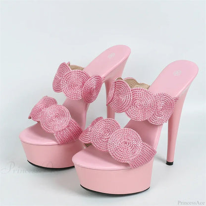 Sexy Peep-Toe Pole-Dance Extreme Platform Handwoven Hemp Summer Narrow-Band High Heel