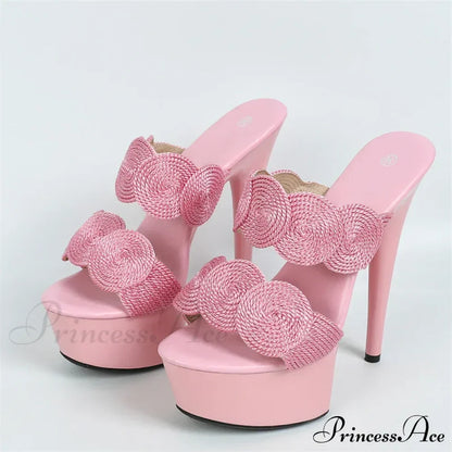 Sexy Peep Toe Pole Dance Heels Platform Slipper Handmade Weave Hemp Narrow Band Summer Sandal Female Shoes Pumps