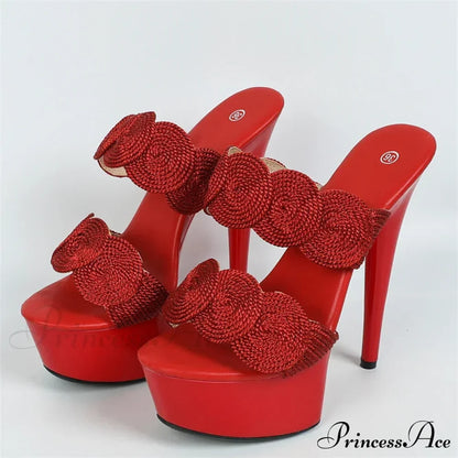 Sexy Peep Toe Pole Dance Heels Platform Slipper Handmade Weave Hemp Narrow Band Summer Sandal Female Shoes Pumps