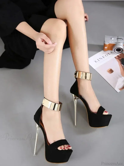 Sexy Peep Toe Square Head Thin High Heel Women Sandals Silver Rhinestone AnkleBuckle Strap High Heel