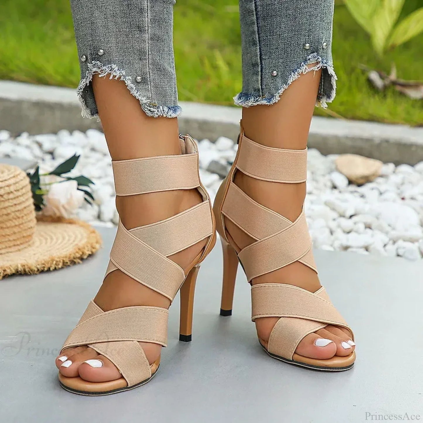 Sexy Peep-toe Thin High Heel Shoes Women Sandals Elegant Square Head Glitter Shinning Party Sandal High Heel