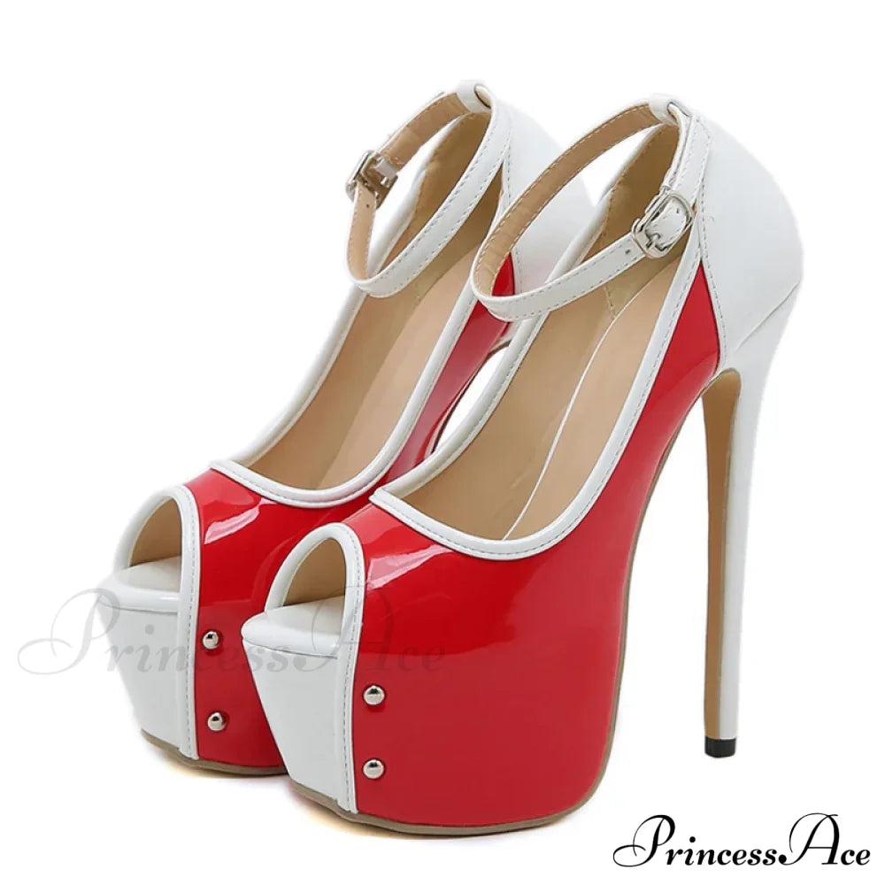 Sexy Peep Toe Ultra High Heels Platform Pumps Stiletto Shoes Red - Party Club Strip Pole Dance Wedding Banquet Women's Fashion