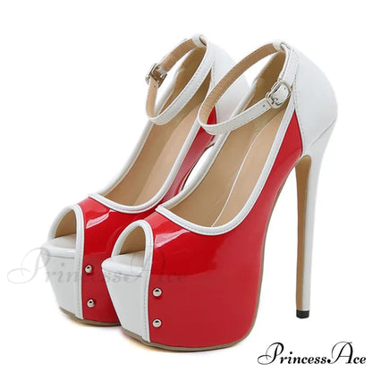 Sexy Peep Toe Ultra High Heels Platform Pumps Stiletto Shoes Red - Party Club Strip Pole Dance Wedding Banquet Women's Fashion
