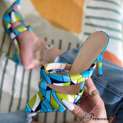 Sexy Pointed Toe Gold High Heels Women Slippers PU Leather Summer Party Banquet Shoes Sandalias De Mujer