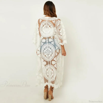 Sexy See-Through Lace Blouse Boho Beach Bikini Cover Up