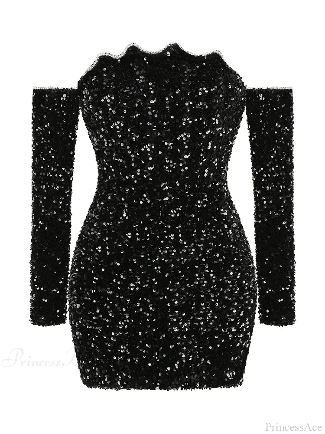 Sexy Slash Neck Long Sleeve Sparkling Sequins Dress Off Shoulder Christmas Party Dress