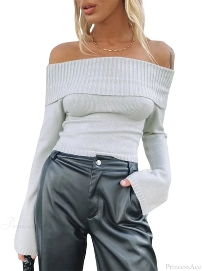 Sexy Slim Crop Off Shoulder Sweater