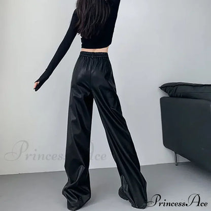 Sexy Slim Fit PU Leather Casual Elastic High Waisted Leggings Pants