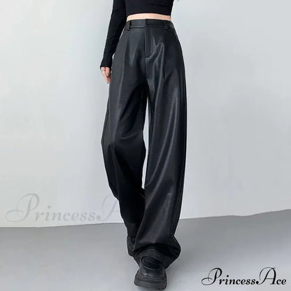Sexy Slim Fit PU Leather Casual Elastic High Waisted Leggings Pants