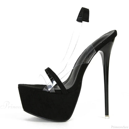 Sexy Snake-Print Back-Strap Platform Sandals Thick-Bottom Open-Toe Party Stripper Transparent High Heel