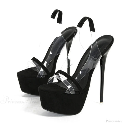 Sexy Snake-Print Back-Strap Platform Sandals Thick-Bottom Open-Toe Party Stripper Transparent High Heel