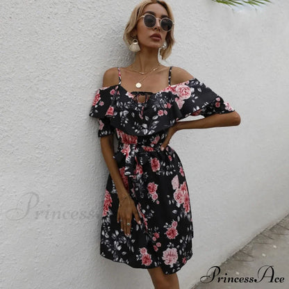 Sexy Spaghetti Strap Floral Print Mini Dress
