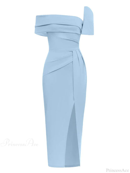 Sexy Square Collar Folds Design Long Dress Short Sleeves Christmas Party Dress