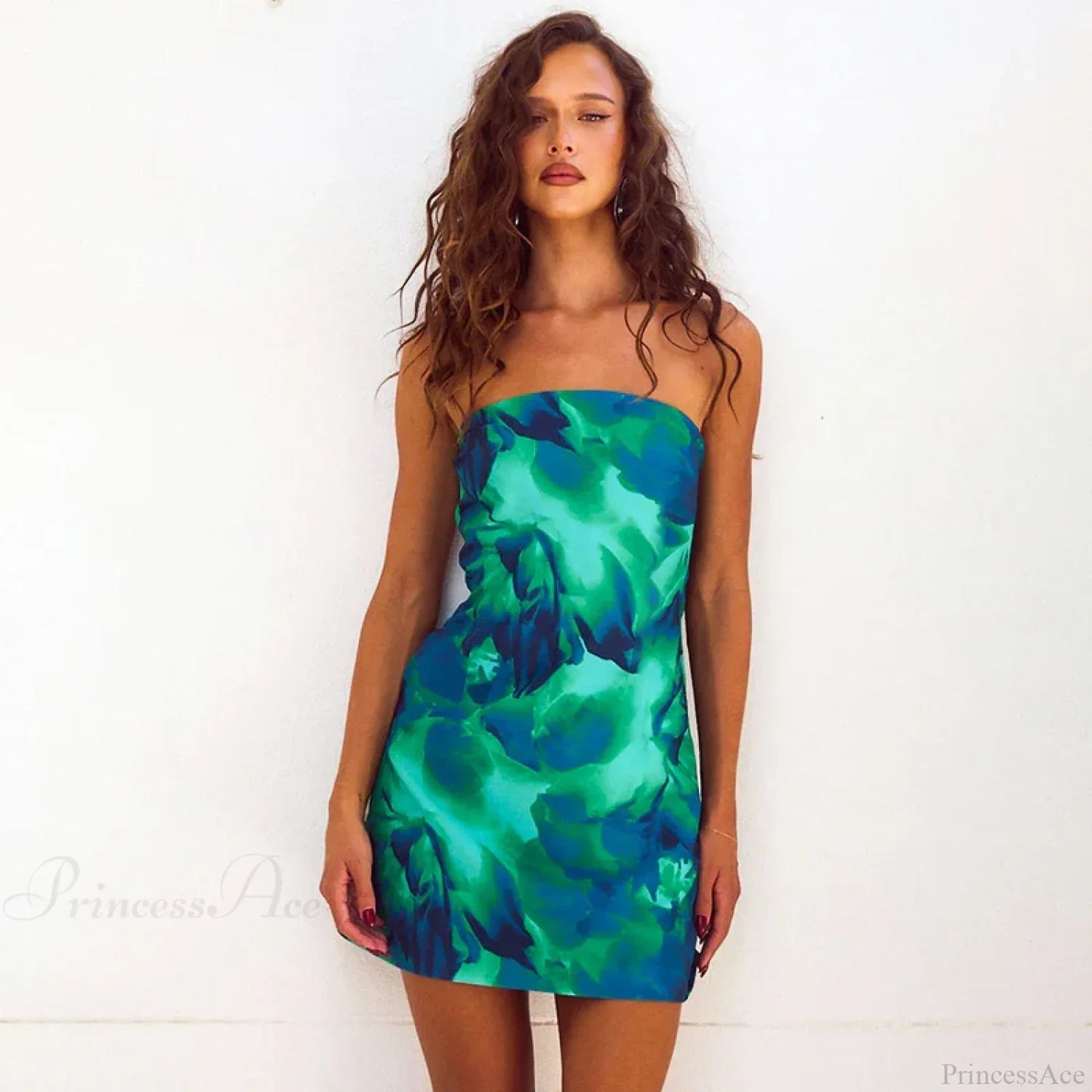 Sexy Strapless Floral Print High Waist Mini Dress