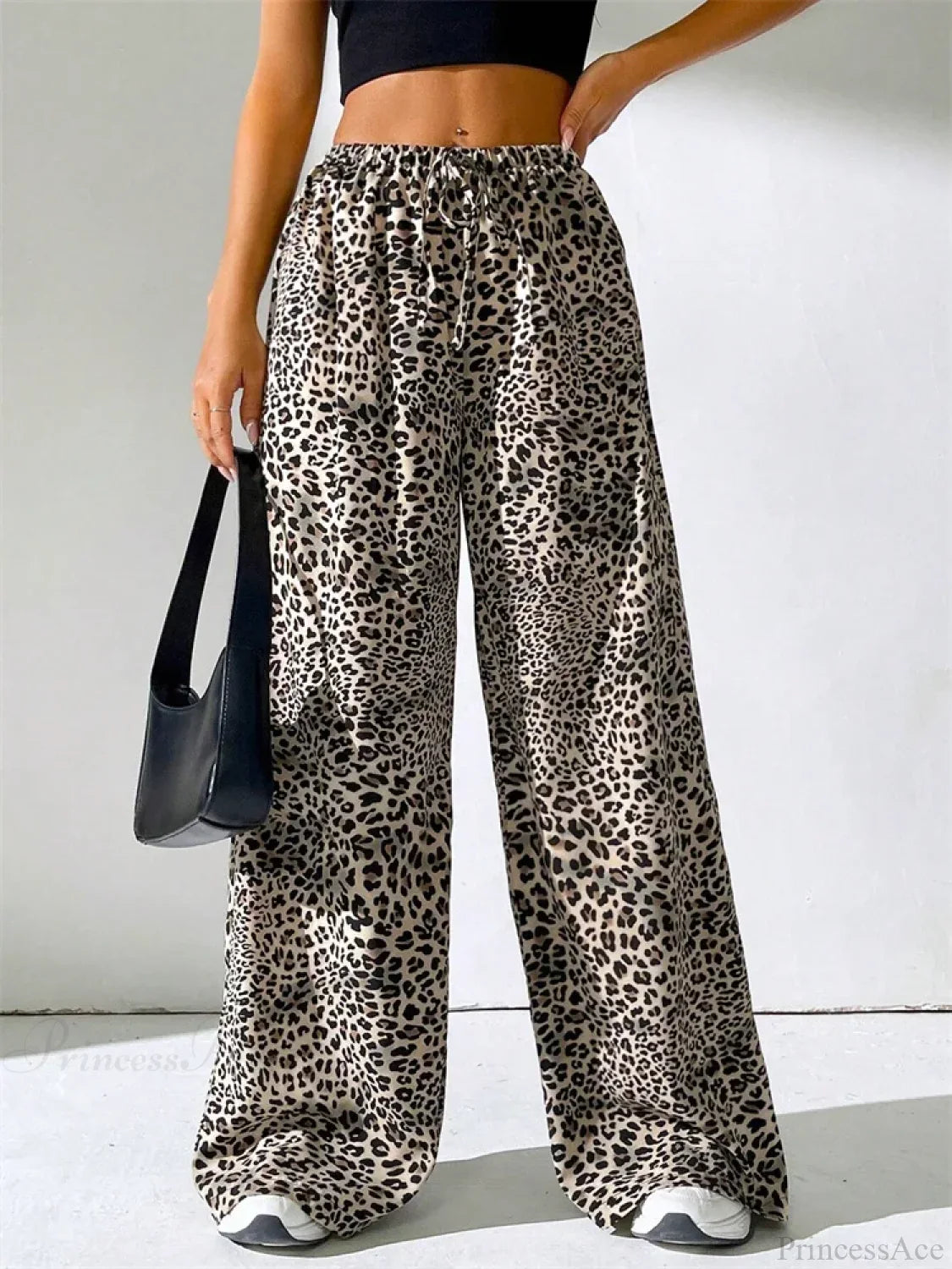 Sexy Striped Side Split Tie-Up Wide-Leg Sweatpant