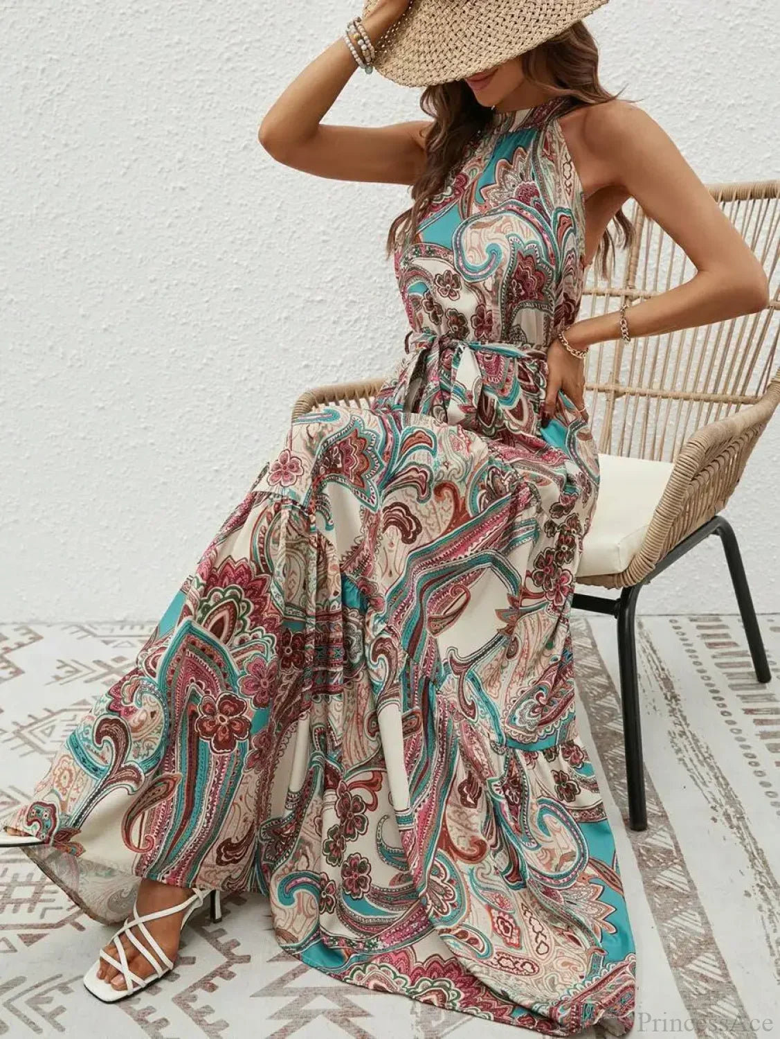 Sexy Vintage Hanging Neck Boho Dress