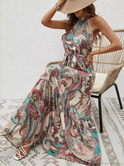 Sexy Vintage Hanging Neck Boho Dress
