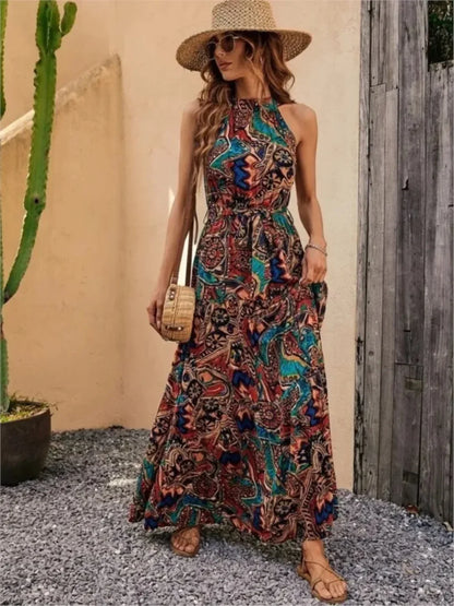Sexy Vintage Hanging Neck Boho Dress