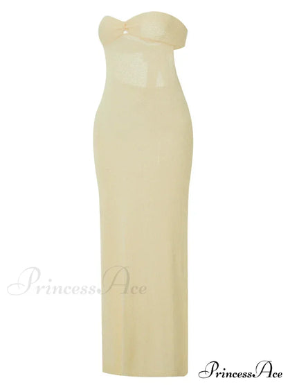 Sexy Women Knitted Tube Strapless Off Shoulder Solid Summer Tie-up Backless Beach Female Vestidos