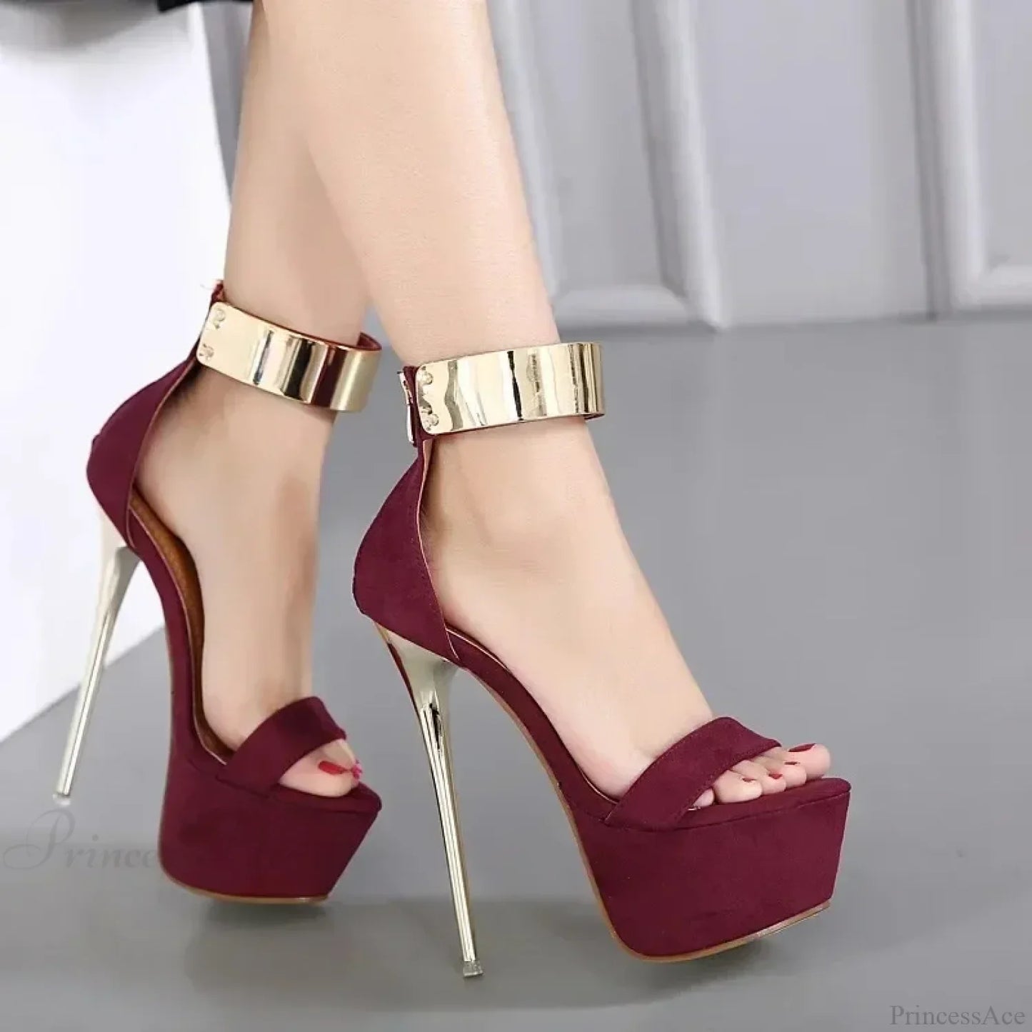 Sexy Women's Sandals 16CM High Heels Summer Open Toe Zippers Party Night Club High Heel