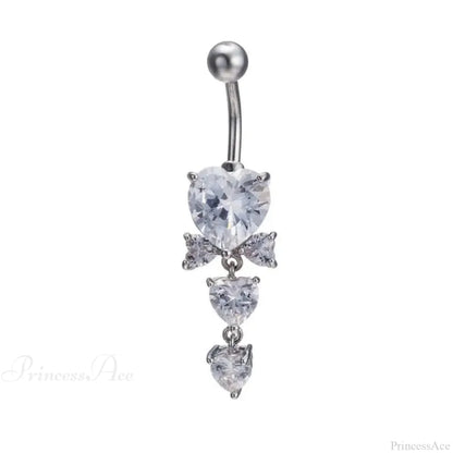 Shiny Crystal Heart Dark Belly Ring