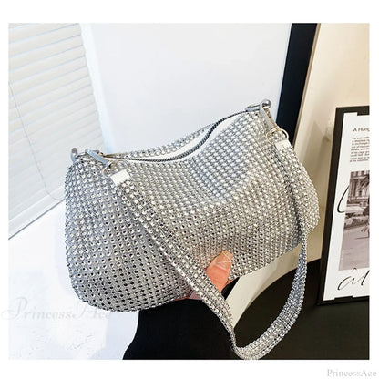 Shiny Crystal Rhinestones Evening Clutch Bag Wristlet