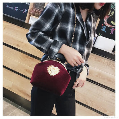 Shiny Heart Shape Evening Clutch Chain Shoulder Bag