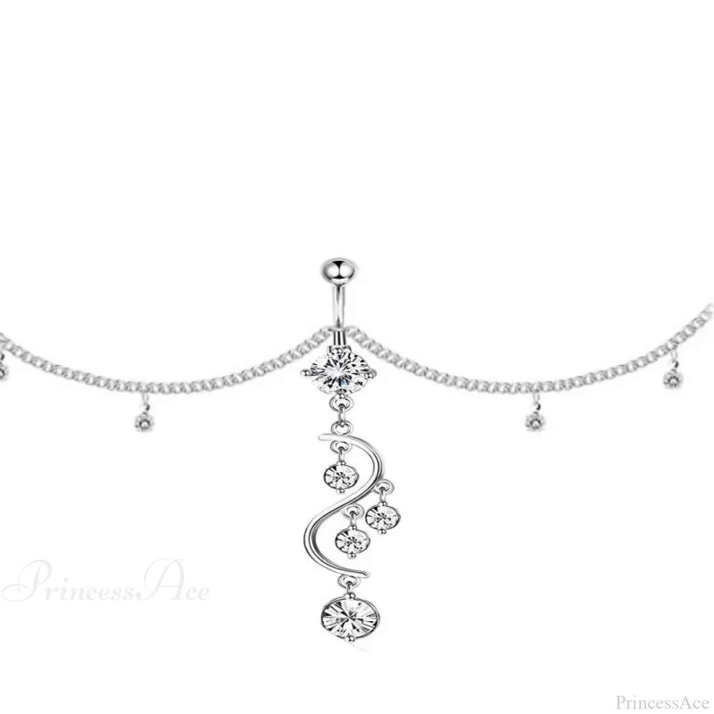 Shiny Metal Chain Dark Belly Ring