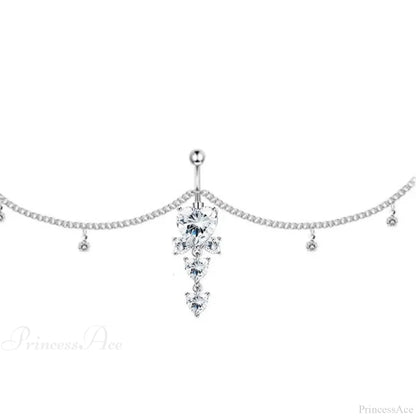 Shiny Metal Chain Dark Belly Ring