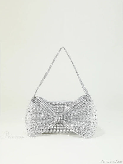 Shiny Rhinestone Bow Evening Clutch Bag